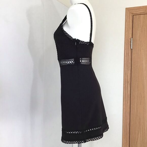 Free People Black Mini Dress Iris Crochet Trim Mini Dress New Size 8 - Picture 4 of 16